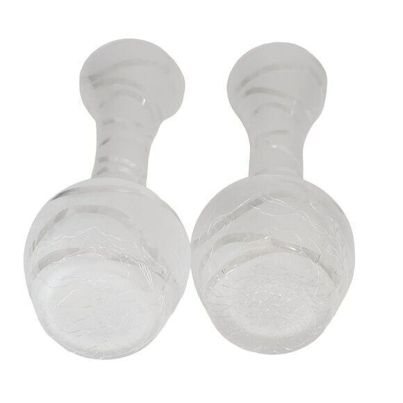 Set‎ of Two Vintage Matte Crackle Glass Vase - Picture 7 of 12